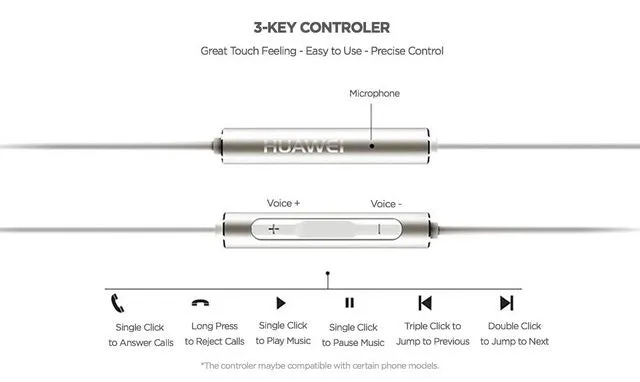 Huawei AM116 3.5mm In-Ear Wired Earphone Metal Version