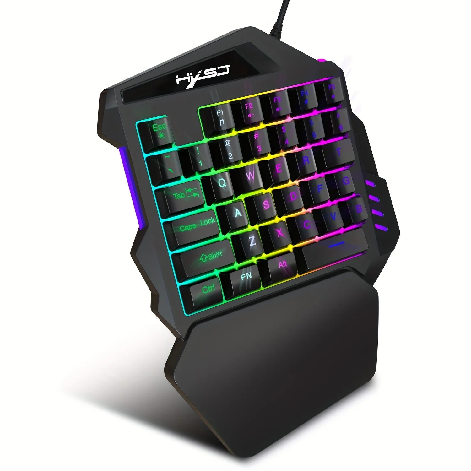 HXSJ V100 One-Handed Gaming Keyboard Elevate Your Gameplay with Ergonomic Design and RGB Lighting