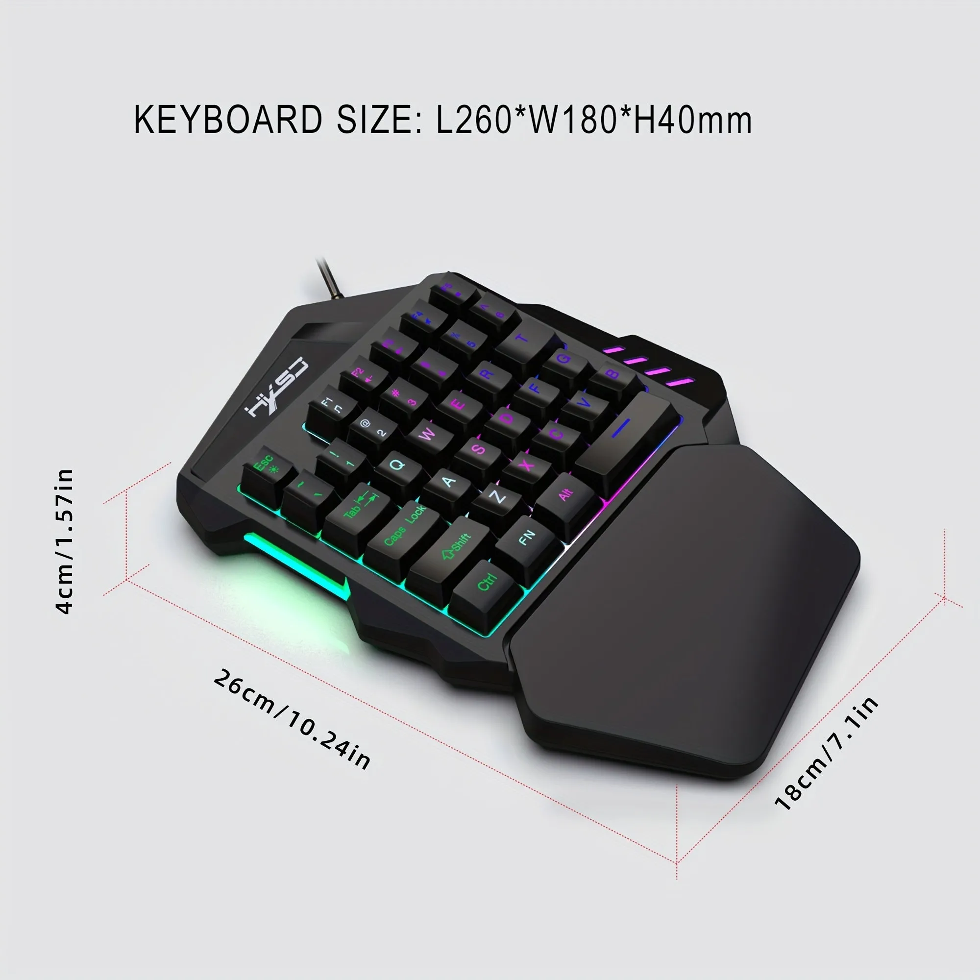 HXSJ V100 One-Handed Gaming Keyboard Elevate Your Gameplay with Ergonomic Design and RGB Lighting