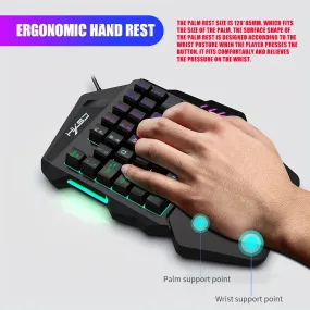 HXSJ V100 One-Handed Gaming Keyboard Elevate Your Gameplay with Ergonomic Design and RGB Lighting