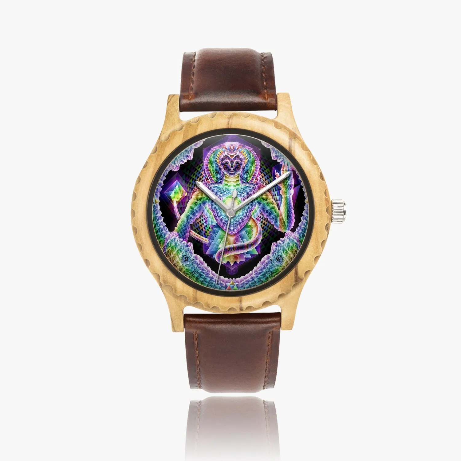 INNER BEING Italian Olive Lumber Wooden Watch - Leather Strap | SALVIA DROID