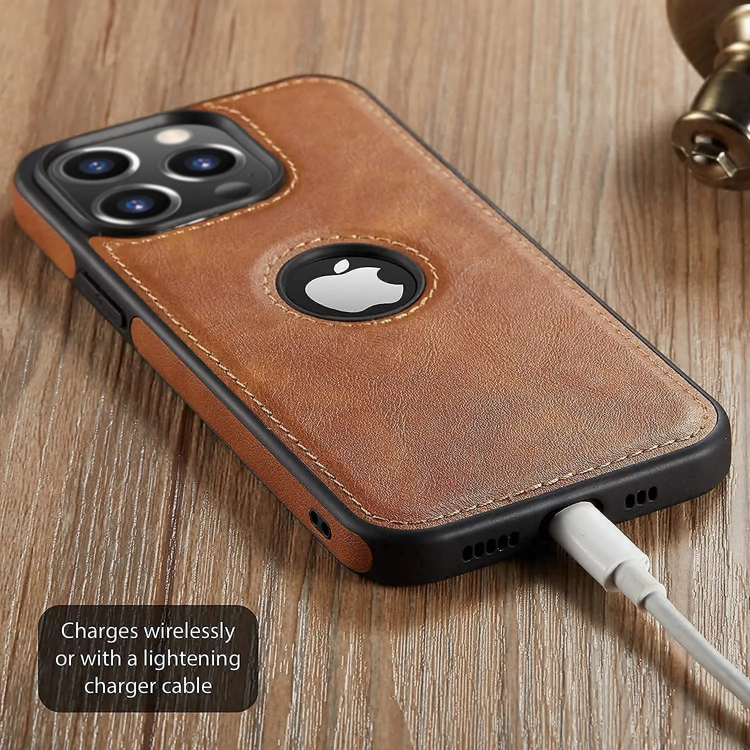 iPhone 13 Pro Max Case Slim Premium Vegan Leather Classic Luxury Case