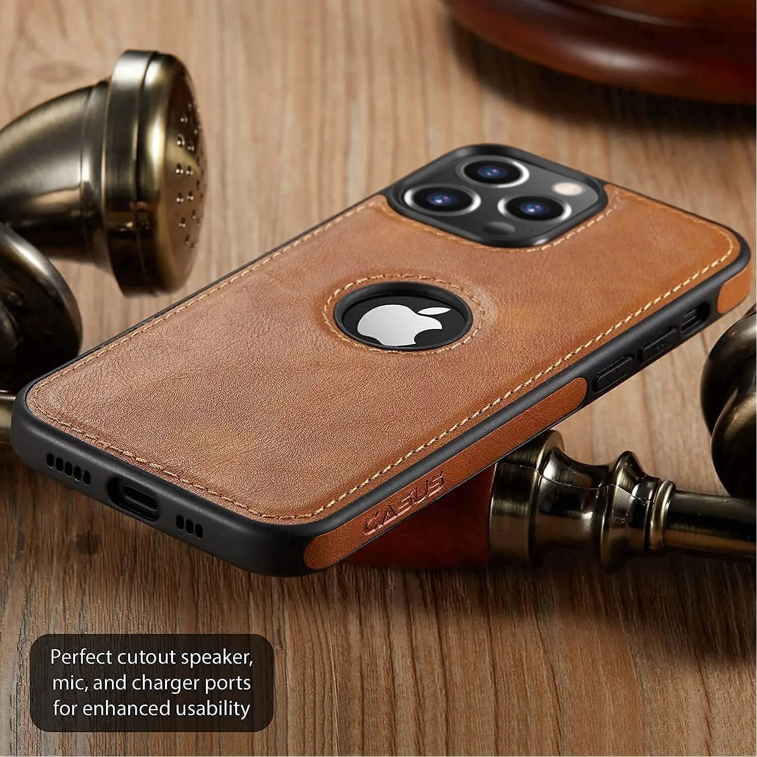 iPhone 13 Pro Max Case Slim Premium Vegan Leather Classic Luxury Case