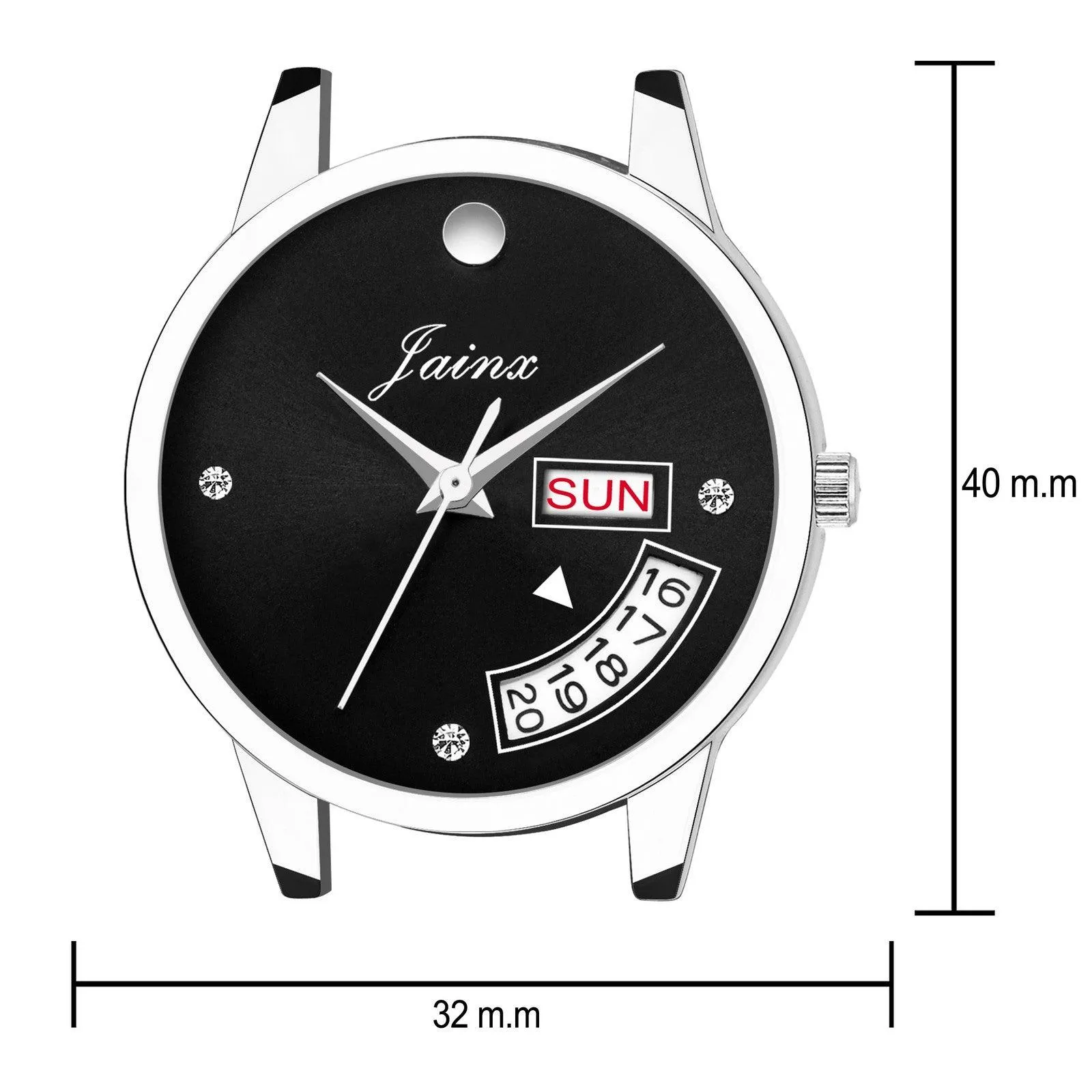 Jainx JW602 Black Day & Date Function Genuine Leather Strap Analog Watch - For Women