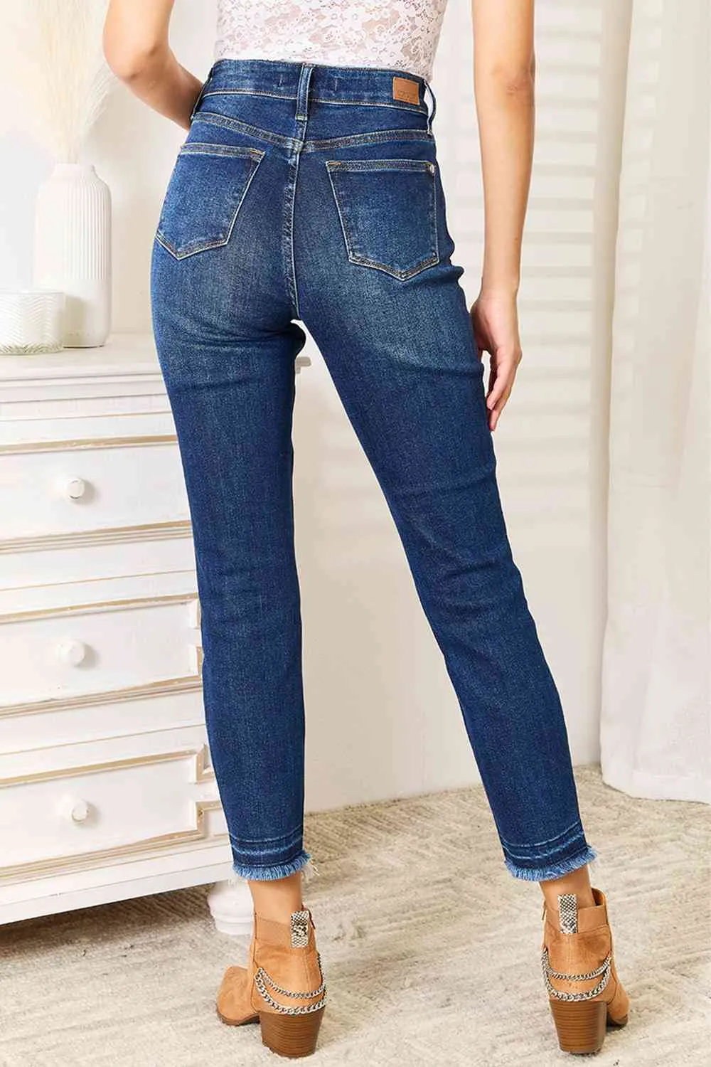 Judy Blue Full Size High Waist Released Hem Slit Jeans