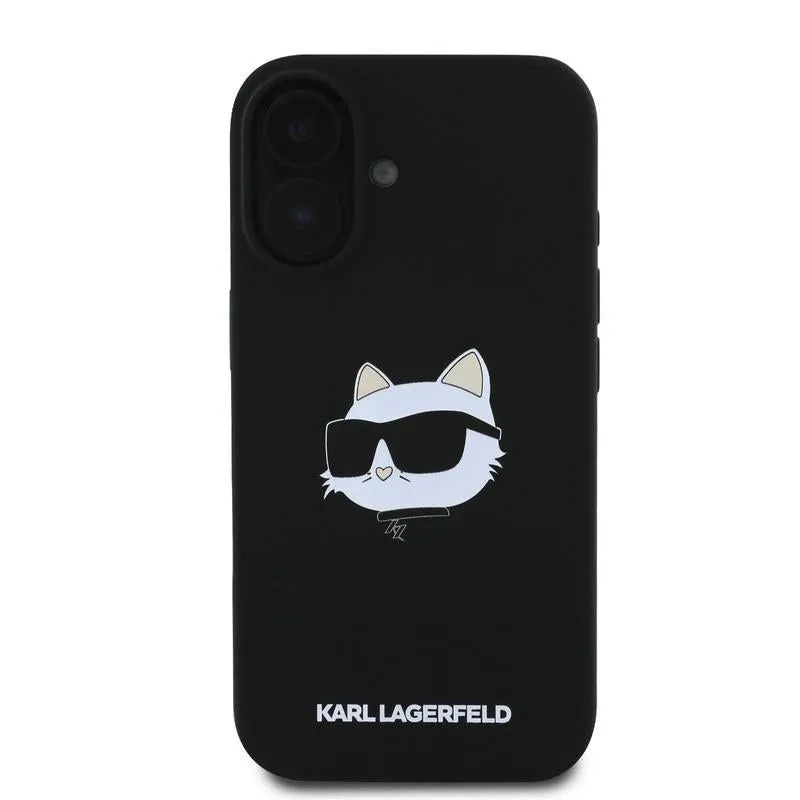 Karl Lagerfeld Liquid Silicone Choupette Head Case for iphone 16 6.1" Black - KLHMP16SSCHPPLK