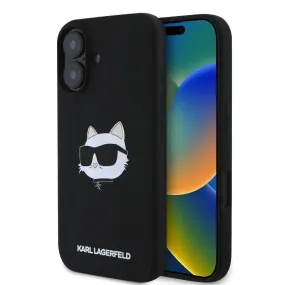 Karl Lagerfeld Liquid Silicone Choupette Head Case for iphone 16 6.1" Black - KLHMP16SSCHPPLK