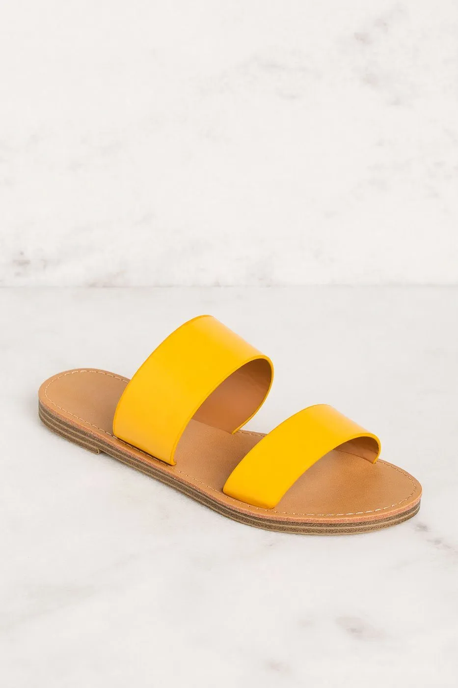 Katida Mustard Slide On Sandals