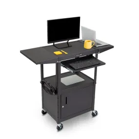 Line Leader AV Cart   Cabinet    Keyboard Tray   Drop Leaves | Height Adjustable Mobile Workstation