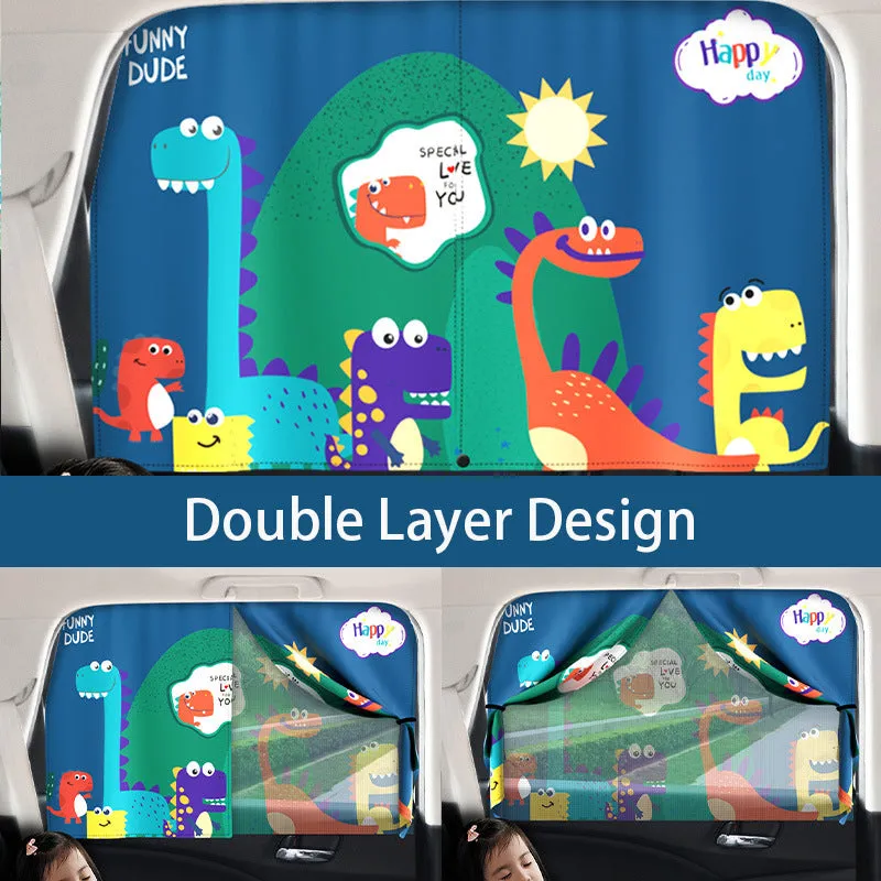 Magnetic Car Rear Side Windows Shade Curtain-Dino