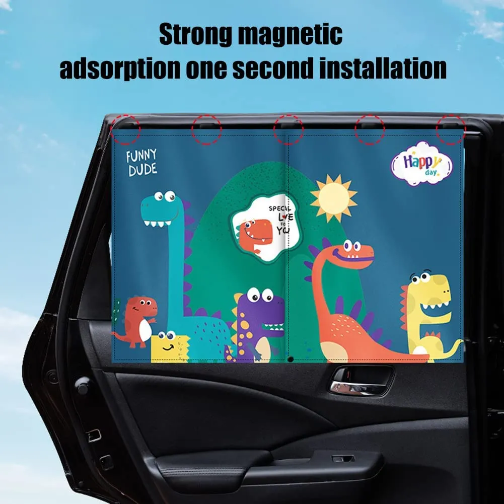 Magnetic Car Rear Side Windows Shade Curtain-Dino