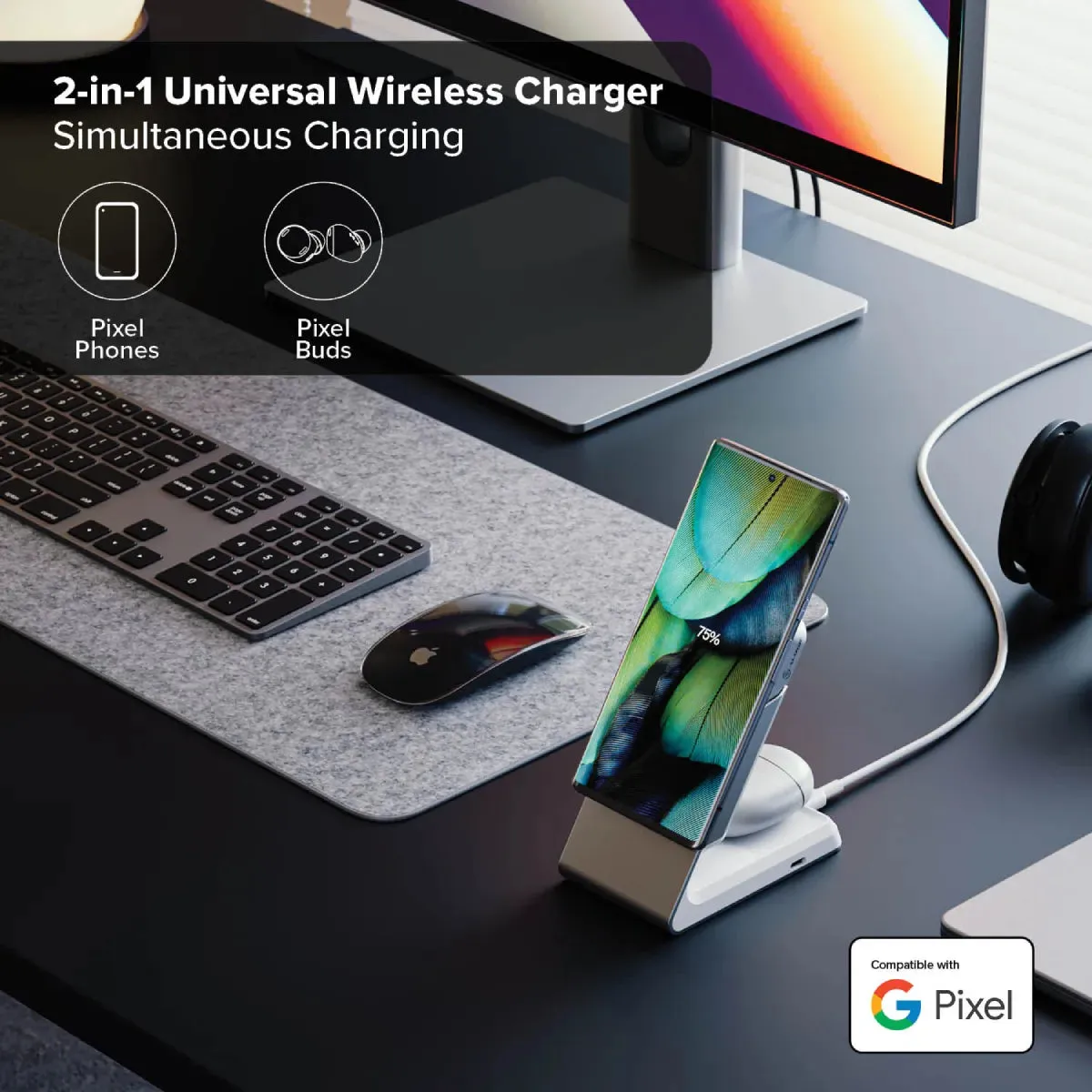 Matrix 2-in-1 Universal Magnetic Charging Dock for iPhone 16-12 , Airpods, Charging Station for Apple Devices