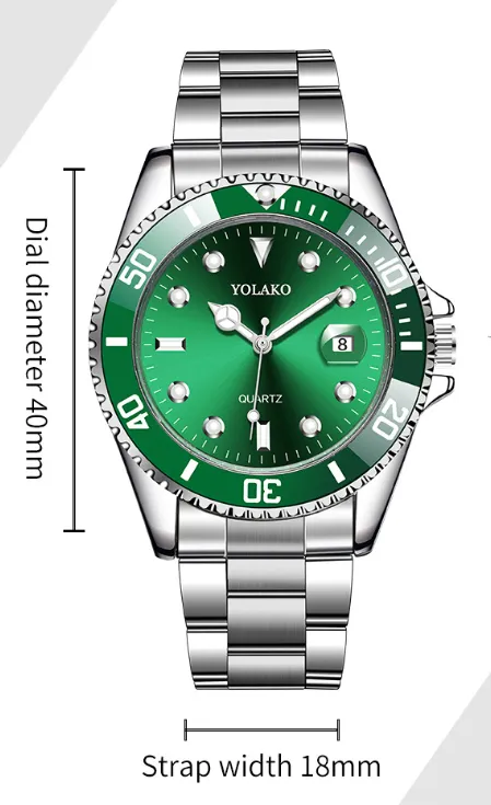 Men Calendar Green Dial Watch