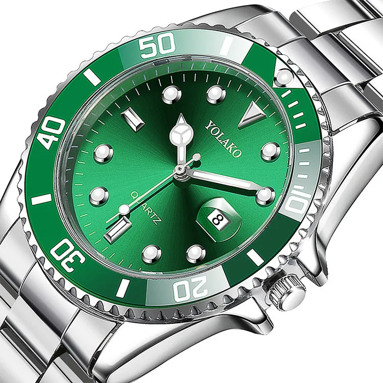 Men Calendar Green Dial Watch