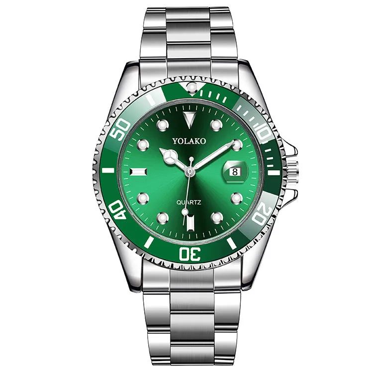 Men Calendar Green Dial Watch