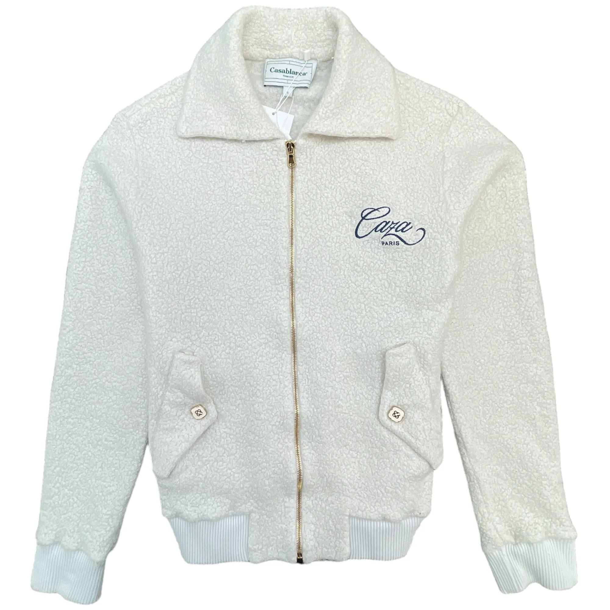 Men's Embroidered Logo Full Tracksuit Cream Size S