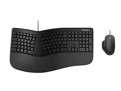 Microsoft Ergonomic Keyboard and Mouse Desktop Set for Business, Wired, USB 2.0, Black - RJY-00001