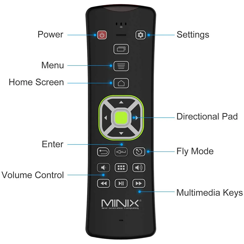 MINIX NEO A2 Lite Backlit, QWERTY Keyboard for Android TV Box and Six-Axis Gyroscope Remote & Accelerometer Support Air Mouse