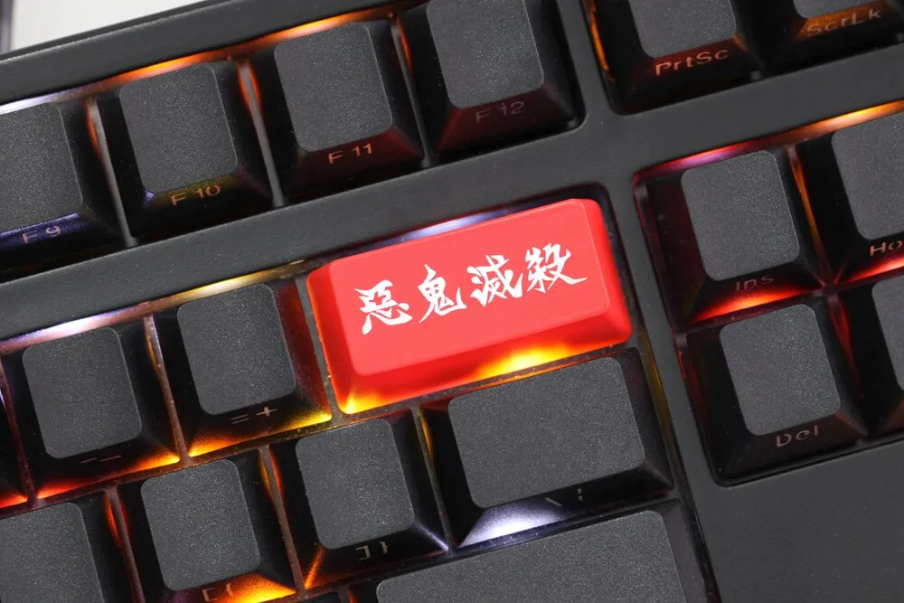 Novelty Shine Through Keycaps ABS Etched Kill all Devil black red for custom mechanical keyboard enter backspace Tanjirou Nezuko