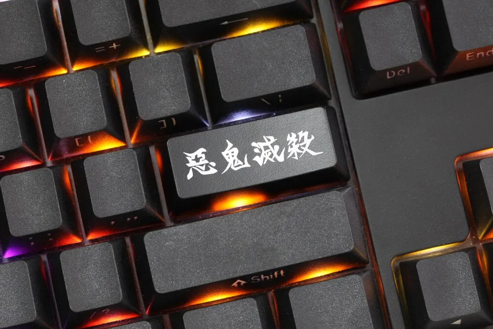 Novelty Shine Through Keycaps ABS Etched Kill all Devil black red for custom mechanical keyboard enter backspace Tanjirou Nezuko