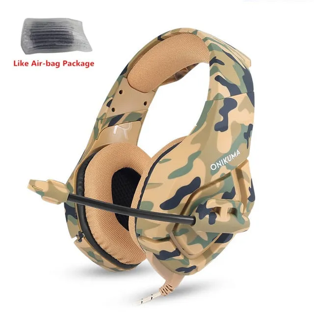 ONIKUMA K1 Camouflage PS4 Headset Bass Gaming Headphones Game Earphones Casque with Mic for PC Mobile Phone New Xbox One Tablet