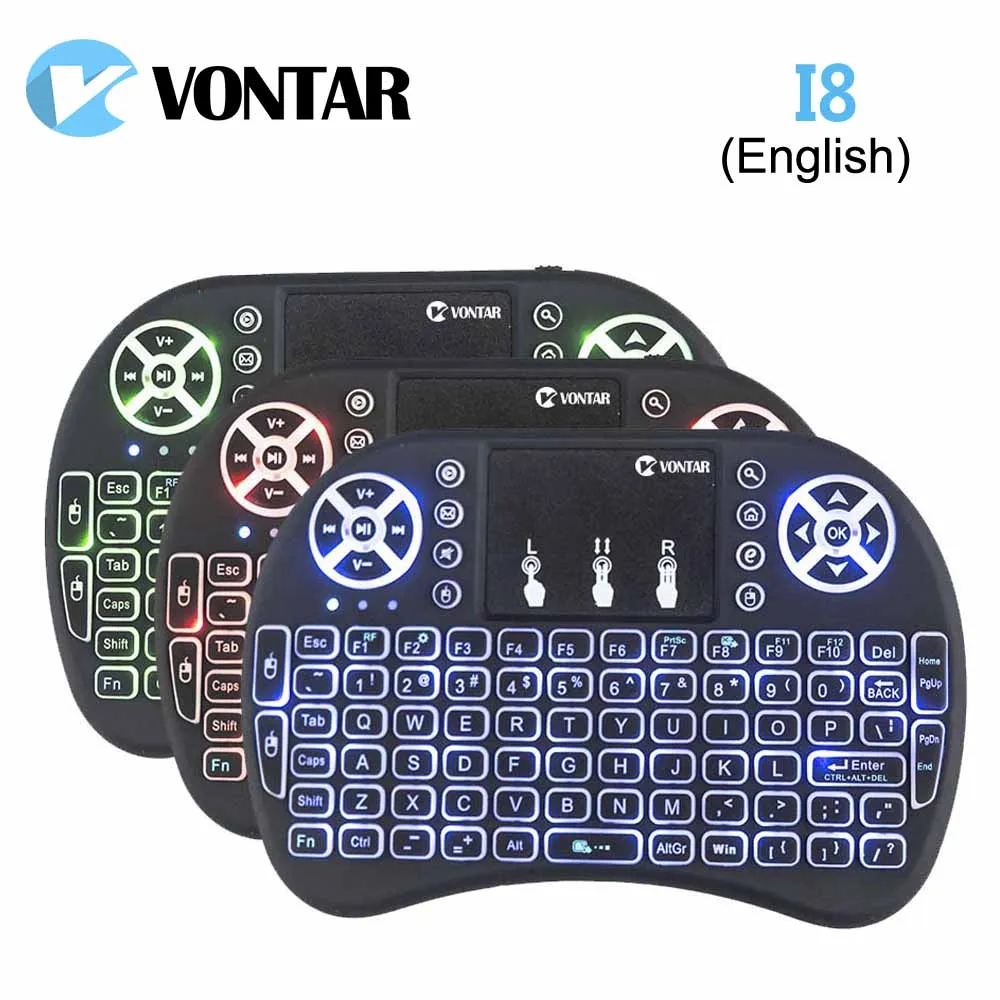 Original Backlight i8 English Russian Spanish 2.4GHz Wireless Keyboard Air Mouse Touchpad Backlit for Android TV BOX Mini PC