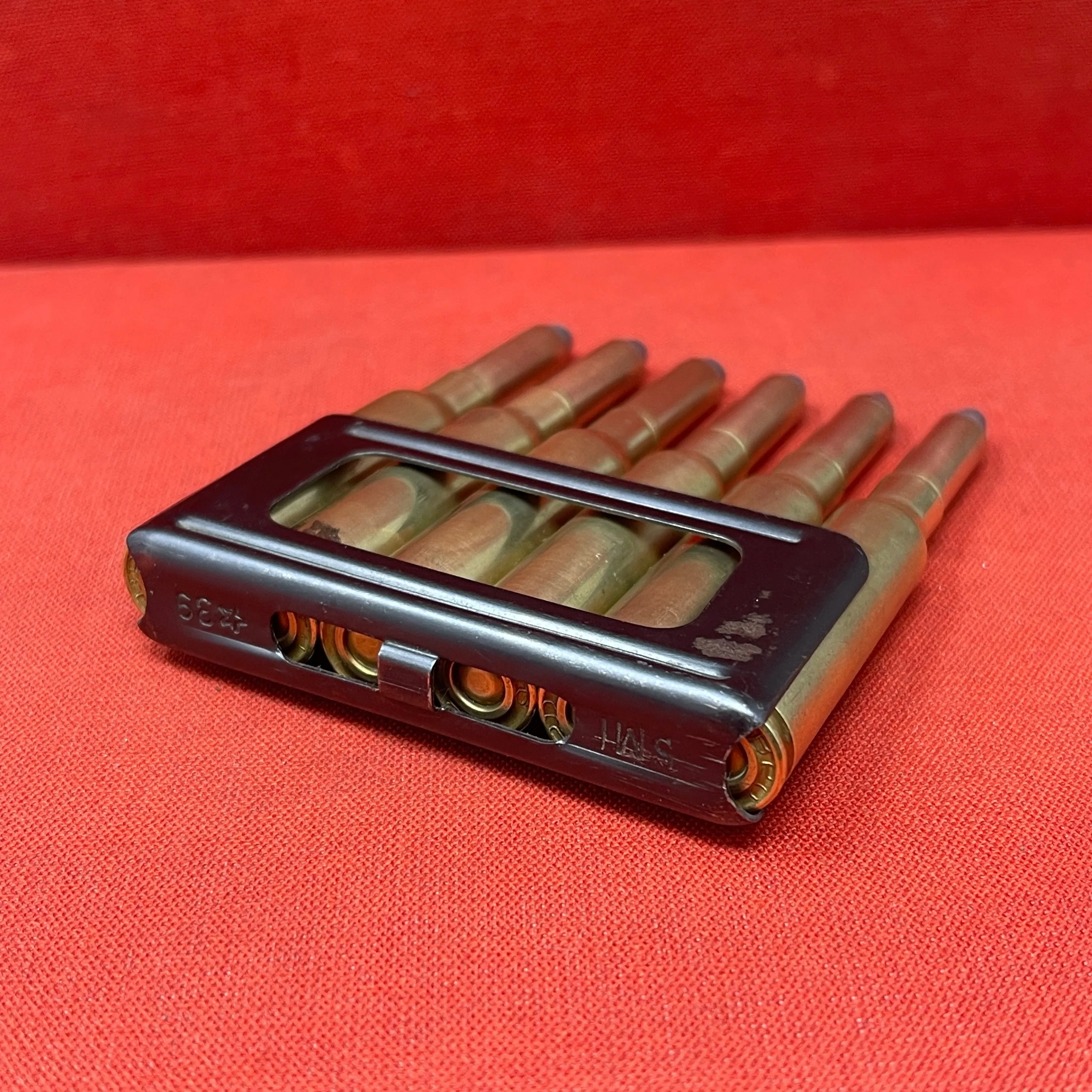 Original WWII 6 x 6.5mm Carcano Rounds in Clip (Inert)