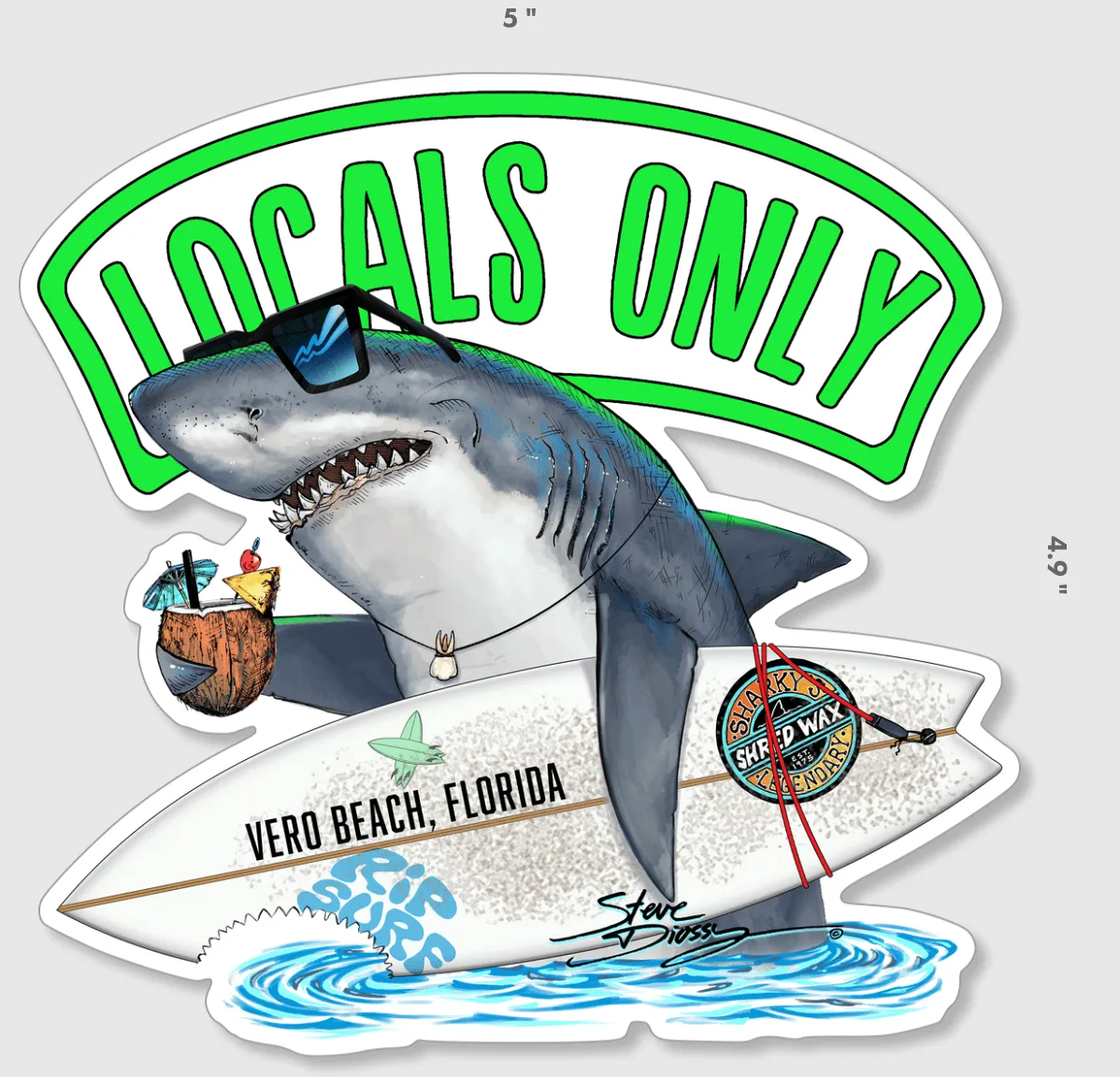 "Locals Only Shark" Die Cut Stickers