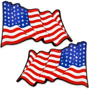 Reflective American Flag Magnet for Car | Pair of Patriotic Waving USA Flag Magnetics