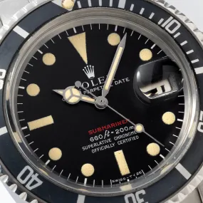 Rolex Red Submariner Date 1680 Mk4 Dial Fat Font Faded Bezel