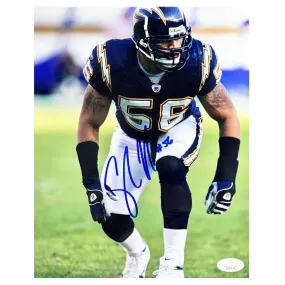 Shawne Merriman Signed San Diego Pose 4 Football 8x10 Photo (JSA)