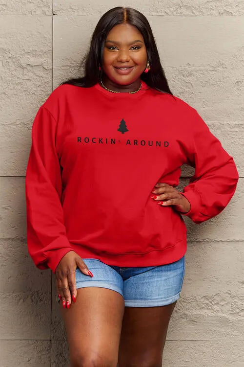 Simply Love Full Size ROCKIN AROUND  Long Sleeve Sweatshirt