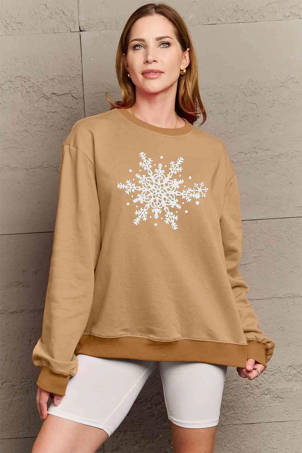 Simply Love Full Size Snowflake Graphic Sweatshirt