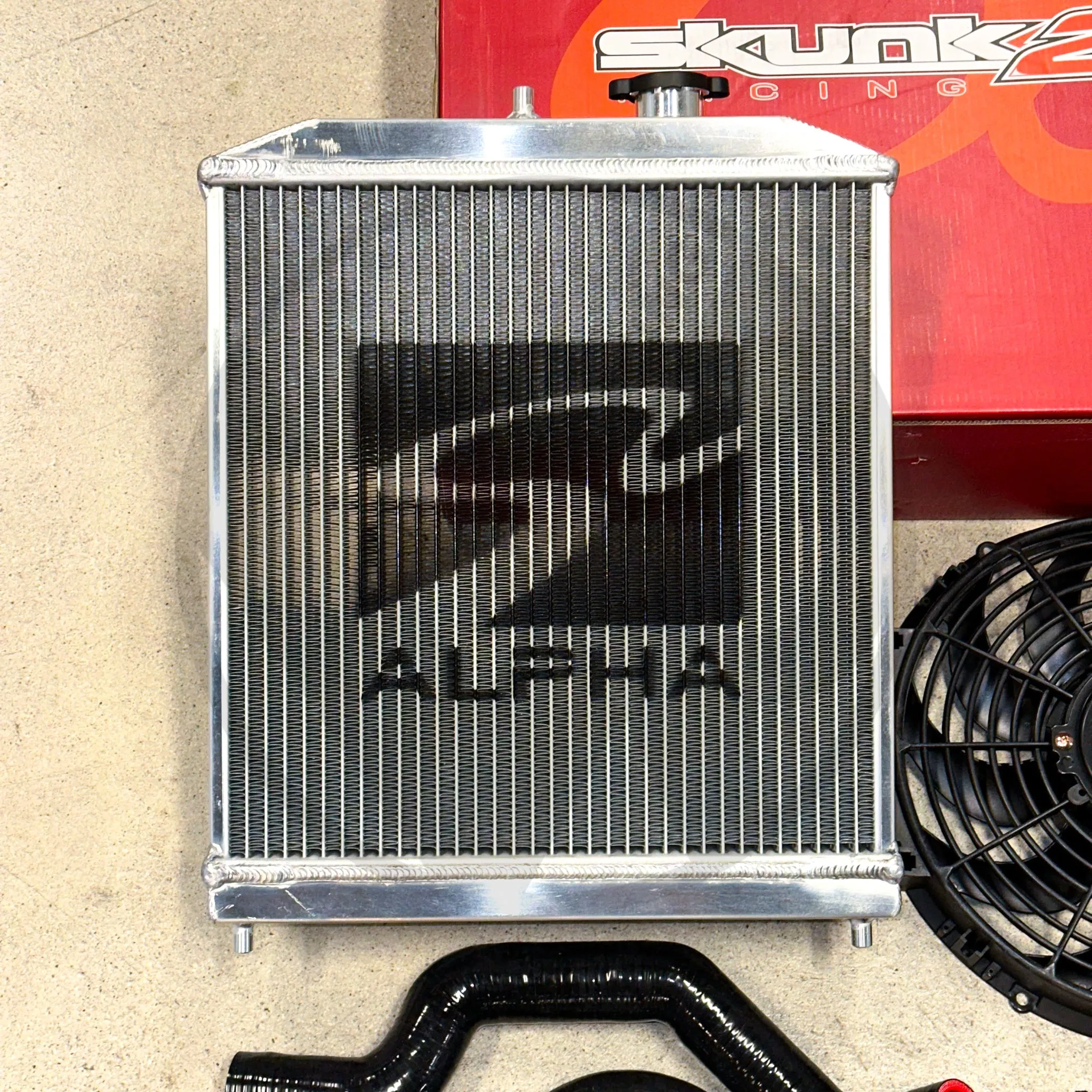 Skunk2 Pro Driver Side Alpha Radiator Kit w/ K-TUNED Radiator Hoses For Honda Civic Acura Integra K Swap