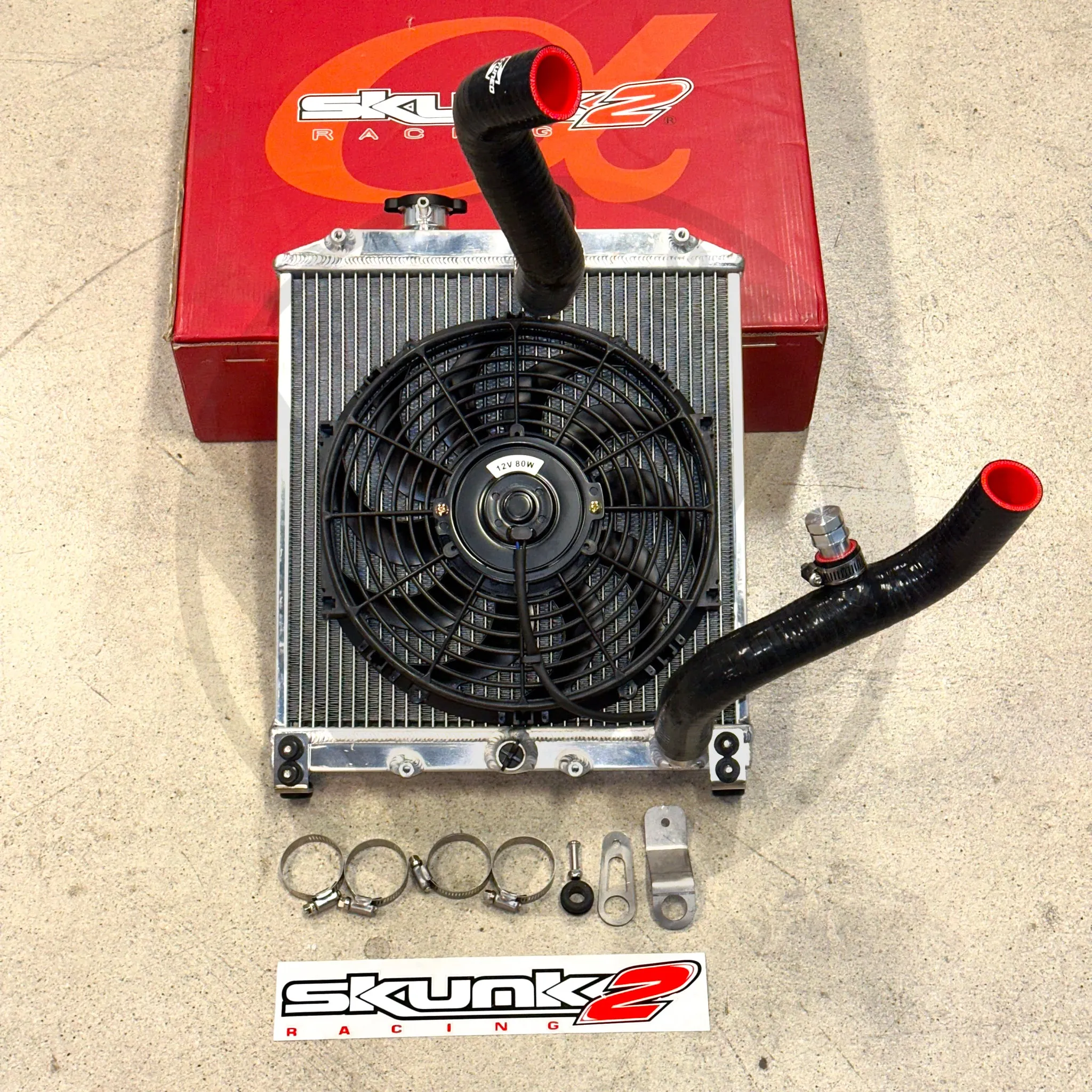 Skunk2 Pro Driver Side Alpha Radiator Kit w/ K-TUNED Radiator Hoses For Honda Civic Acura Integra K Swap