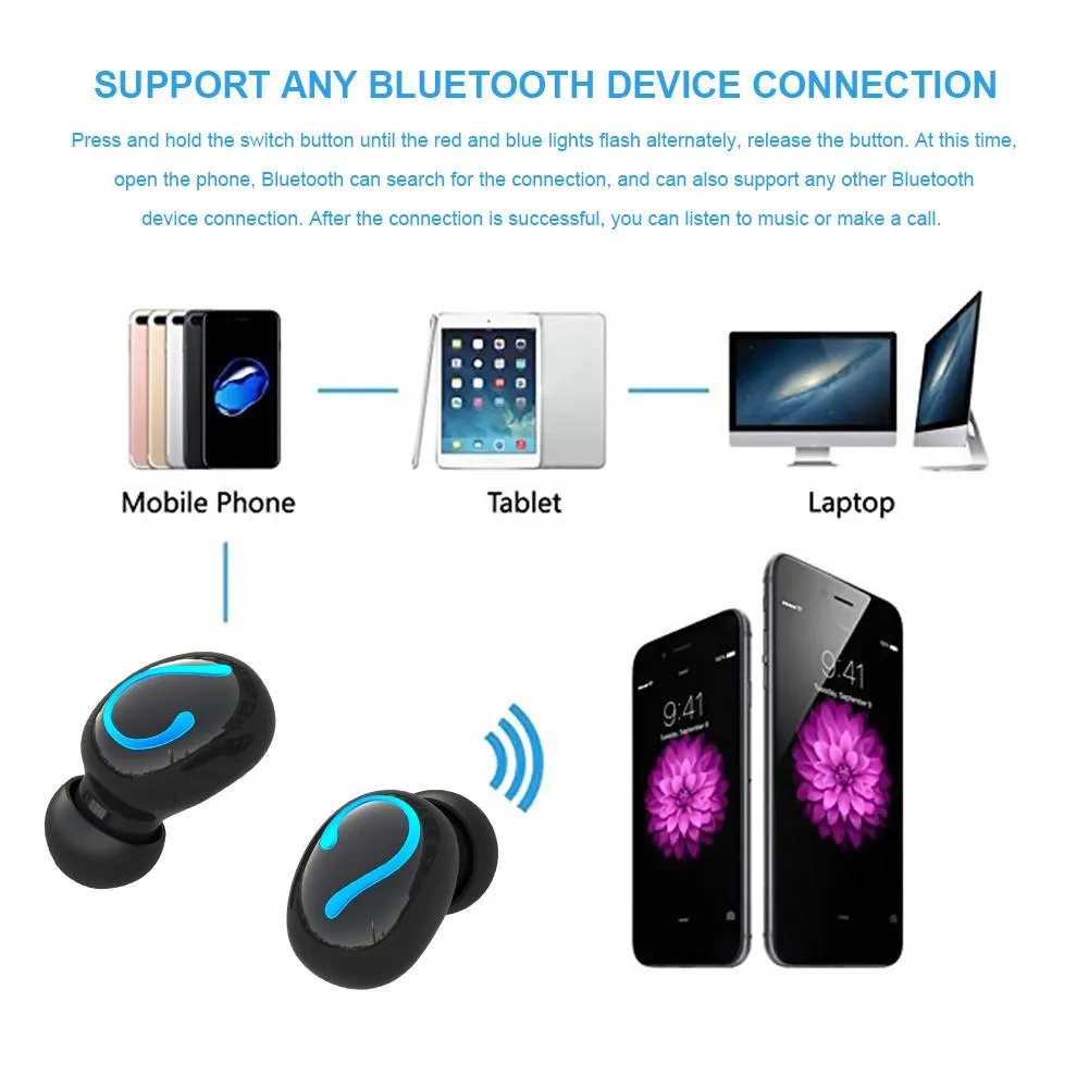 TWS Stereo Bluetooth 5.0 Earphone Charging Warehouse Gaming Ear Phone Airbud with Mic for iPhone Android Smart Phone