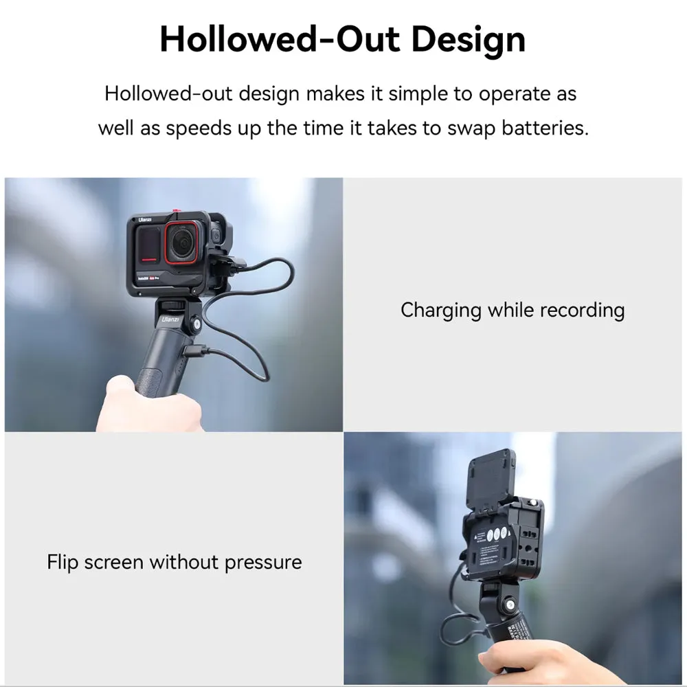 Ulanzi IN-02 Insta360 Ace / Pro Metal Camera Cage with Multi Accessory Compatibility and Side Flip Design for Action Cameras