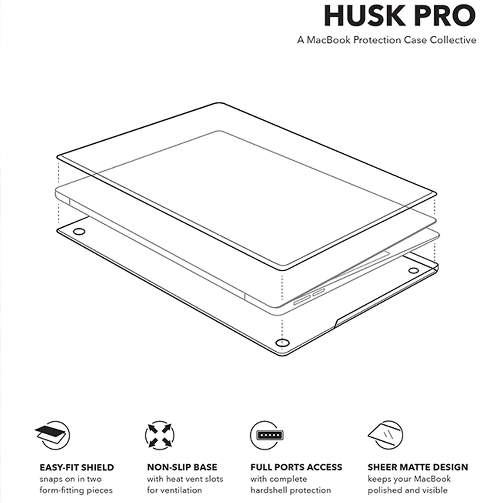 Uniq Husk Pro Claro Case for Macbook Pro 13" M1/M2 ( 2020 / 2022 ) - Matte Grey Smoke