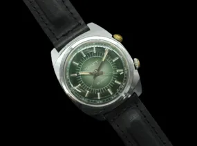 USSR vintage POLJOT SIGNAL mechanical alarm men's watch, green dial