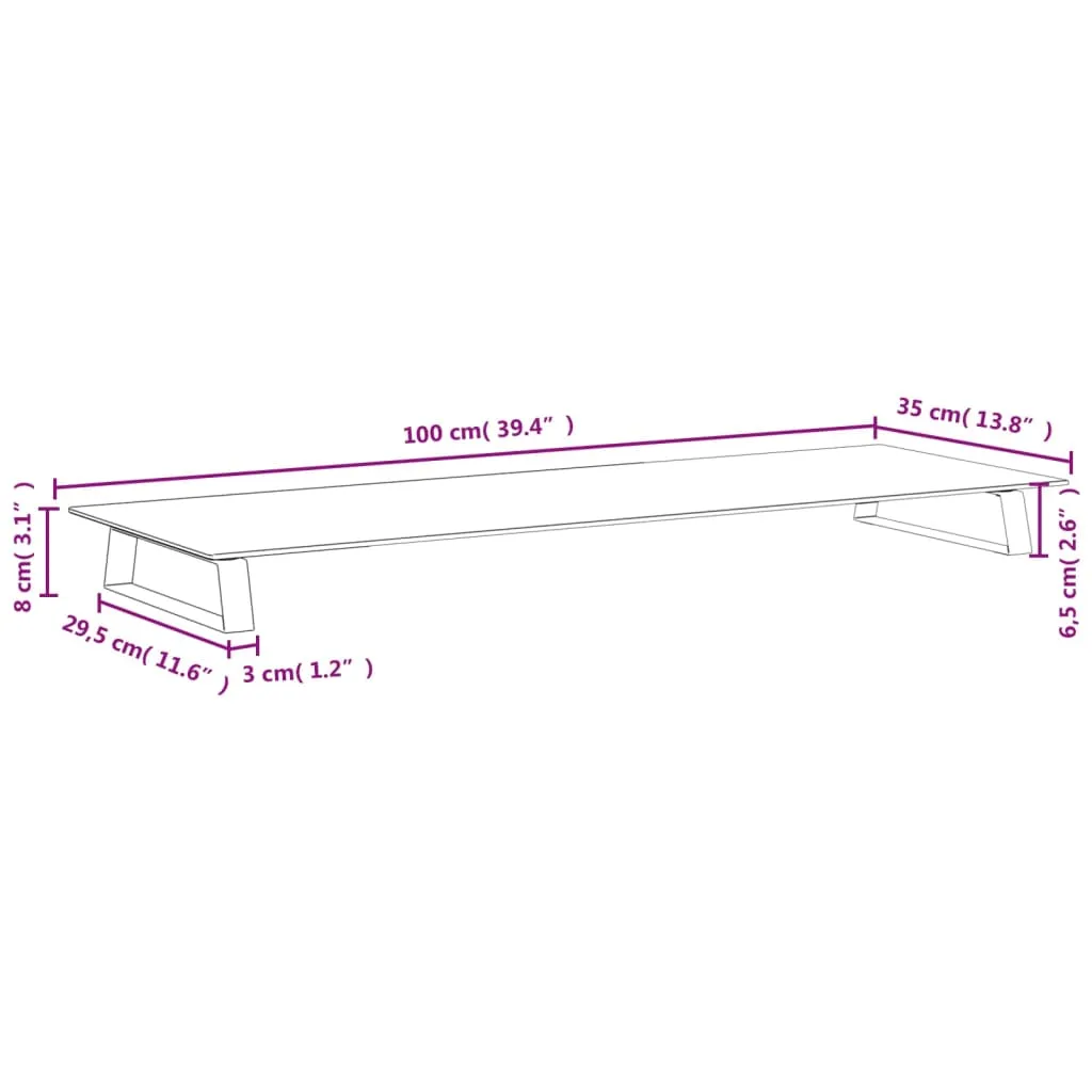 vidaXL Monitor Stand Black 100x35x8 cm Tempered Glass and Metal