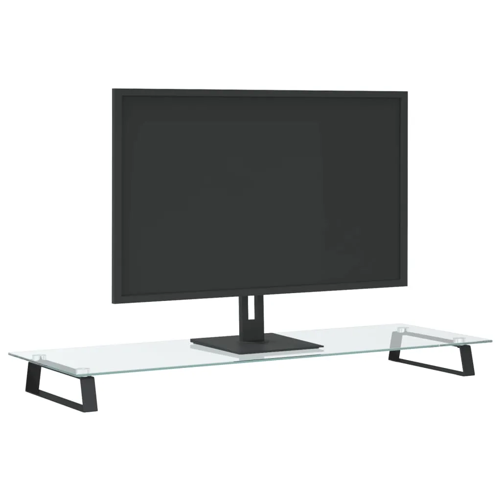 vidaXL Monitor Stand Black 100x35x8 cm Tempered Glass and Metal