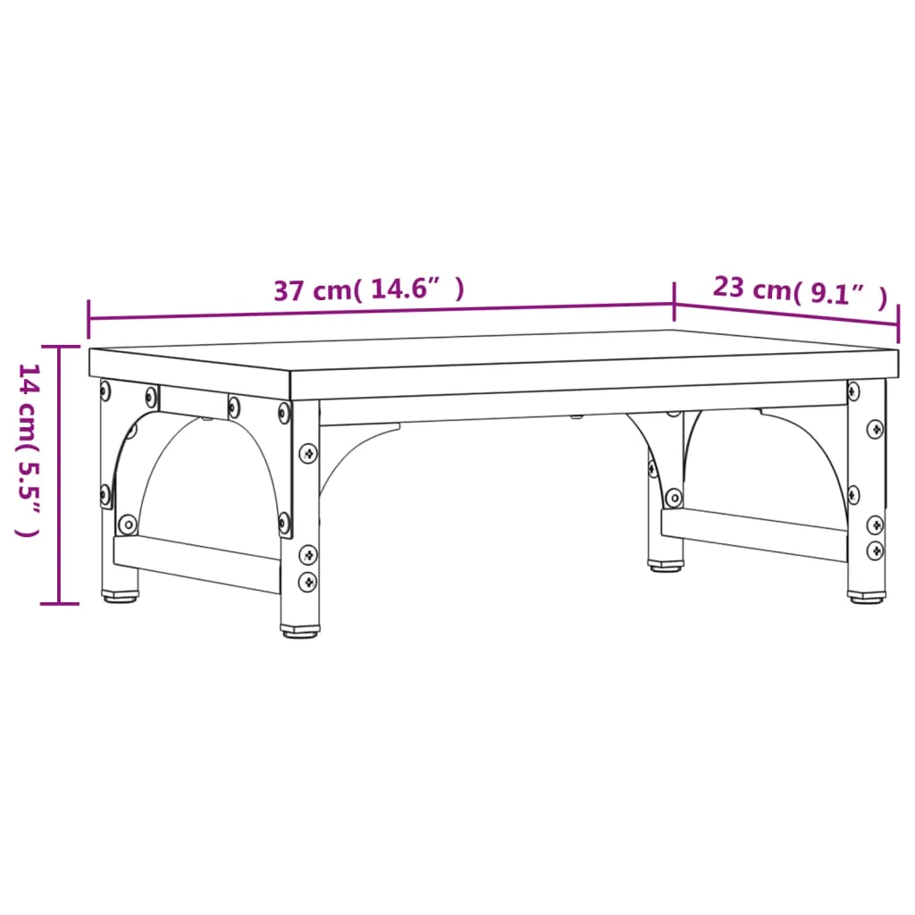 vidaXL Monitor Stand Smoked Oak 37x23x14 cm Engineered Wood