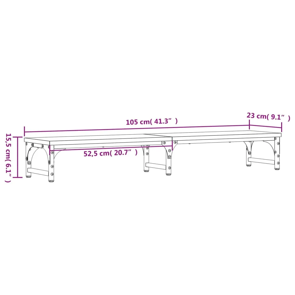 vidaXL Monitor Stand Sonoma Oak 105x23x15.5 cm Engineered Wood