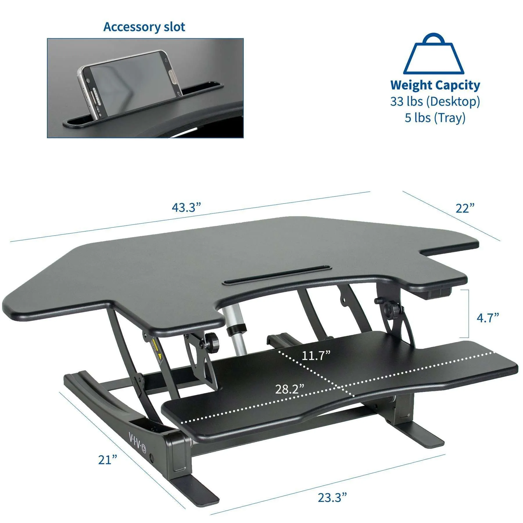 VIVO Black Corner Electric Height Adjustable Cubicle Sit-to-Stand Desk Riser, DESK-V000VCE