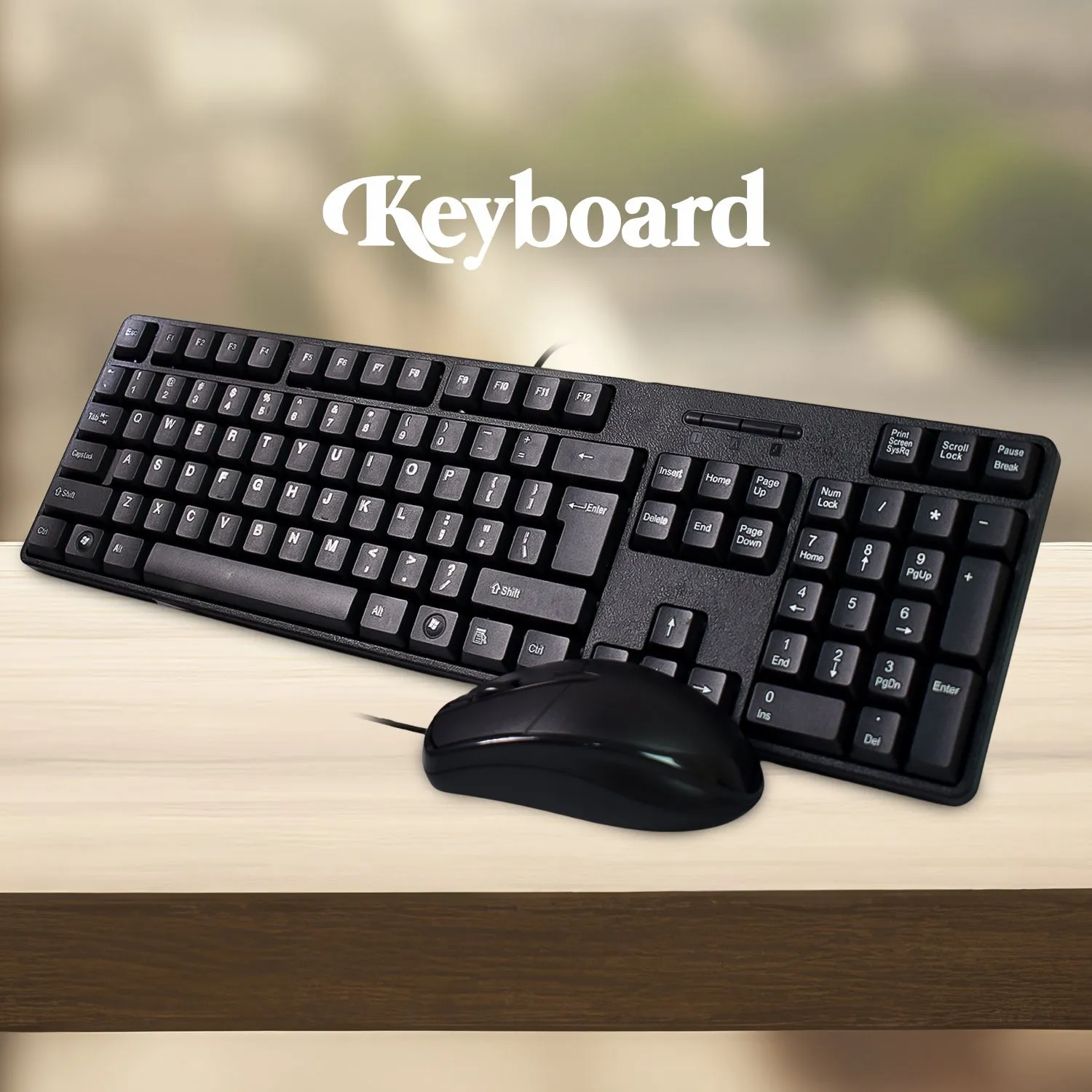 Wired USB Keyboard 107 Keys & Mouse Set (2 Pc Set)