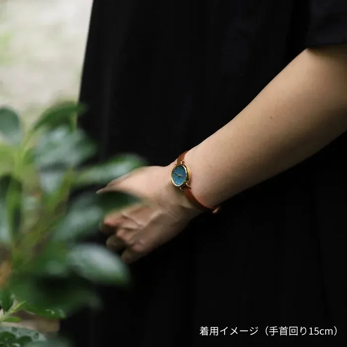 Women's Wristwatch - Azurite (Green   Blue Color), Japanese handmade wrist watch