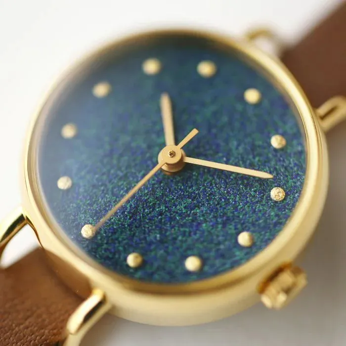 Women's Wristwatch - Azurite (Green   Blue Color), Japanese handmade wrist watch