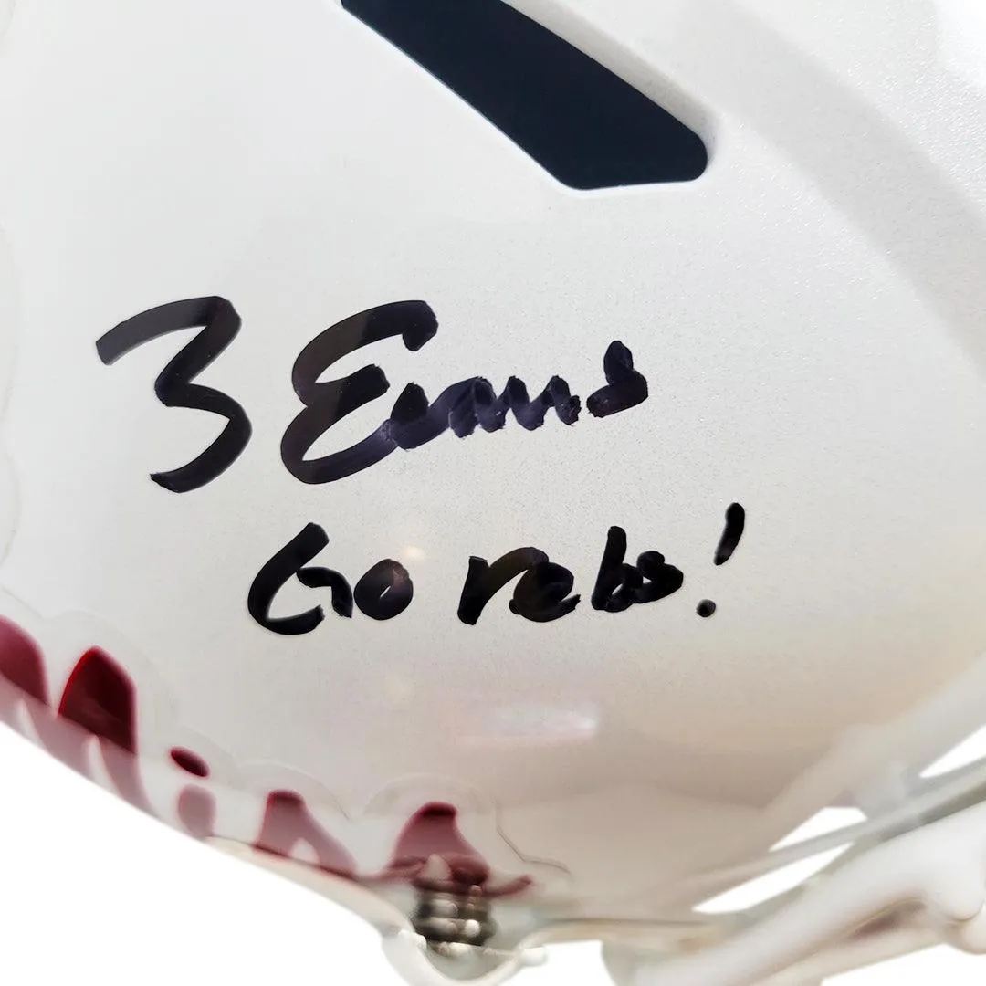 Zach Evans Signed Ge rebs! Inscription Ole Miss Rebels Speed Full-Size Replica Football Helmet (JSA)