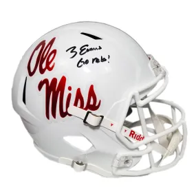 Zach Evans Signed Ge rebs! Inscription Ole Miss Rebels Speed Full-Size Replica Football Helmet (JSA)