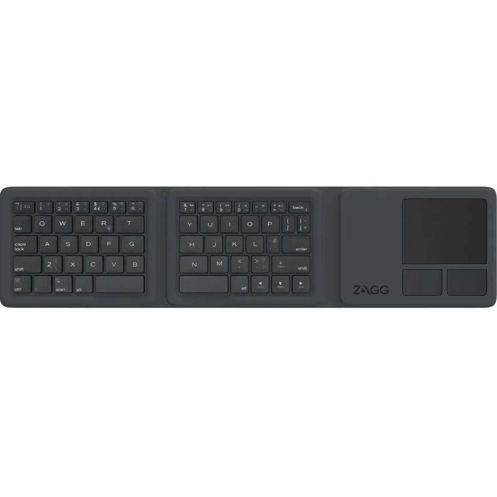 Zagg Tri-Fold Universal Bluetooth Keyboard with Touchpad Black Laptops Tablets Phones